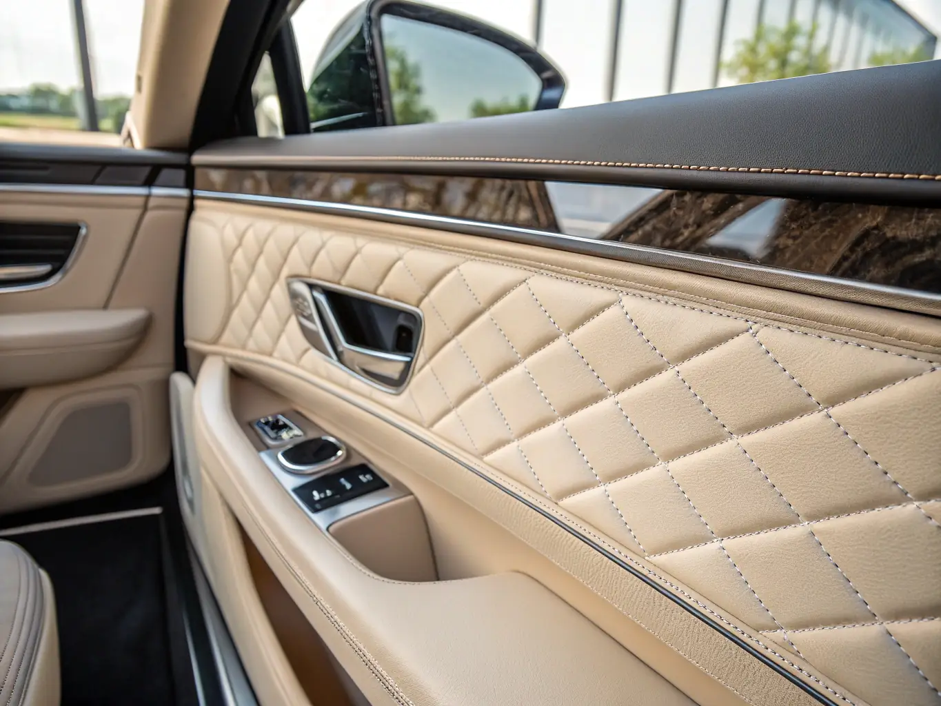 A close-up shot of the high-quality materials used in a Rafallinescom seat cover, showcasing the texture and durability of the fabric, with a focus on the stitching and overall craftsmanship.